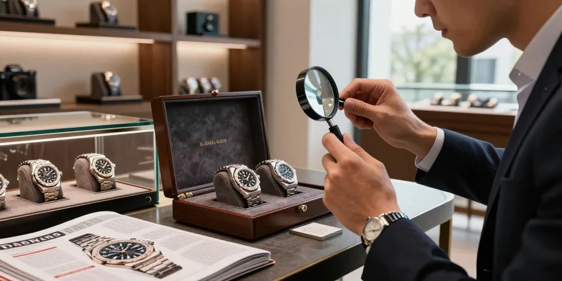 Exquisite display of super clone watches in a luxury boutique, featuring Rolex and Audemars Piguet models.