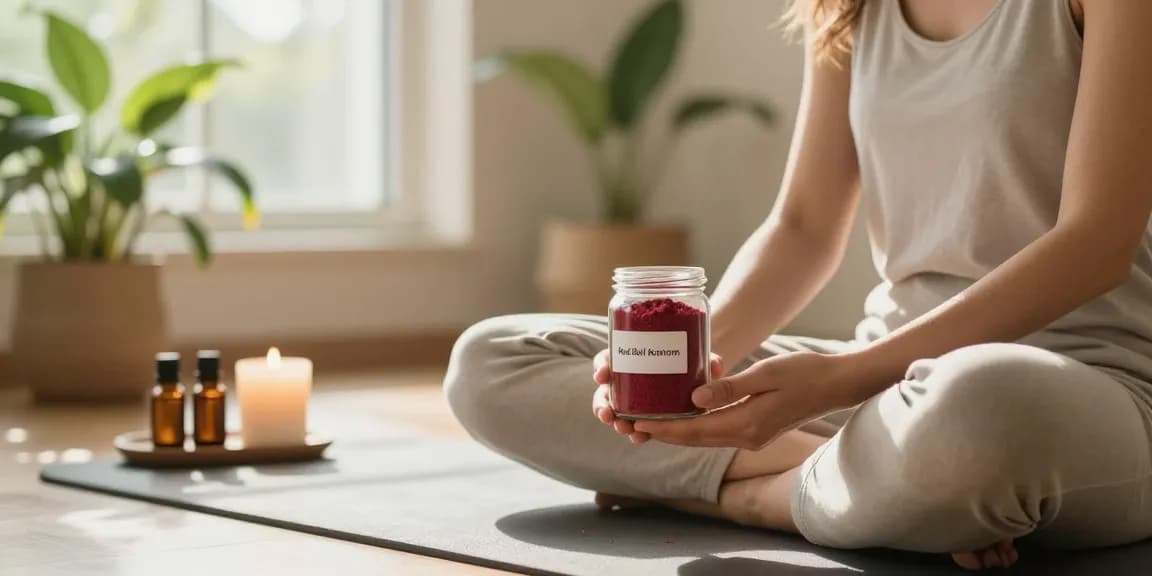Happy Go Leafy relaxing scene with Red Bali Kratom promoting wellness and calm.