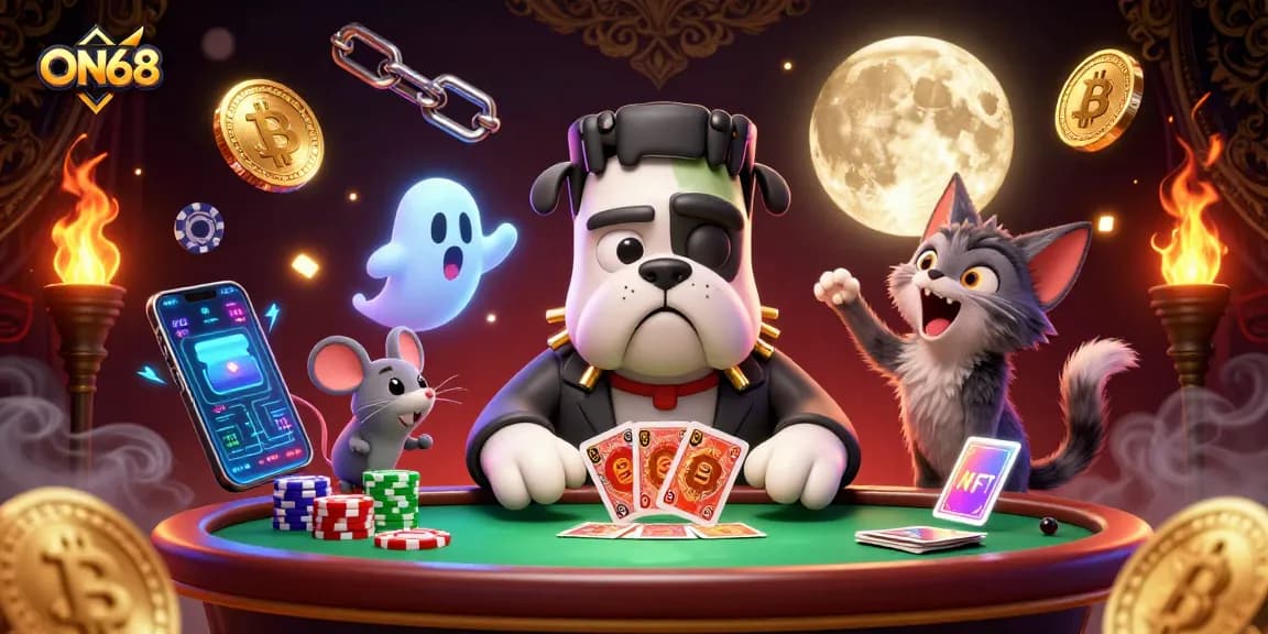 Experience thrilling gaming with ON68's unique casino environment featuring 3D cartoon characters.