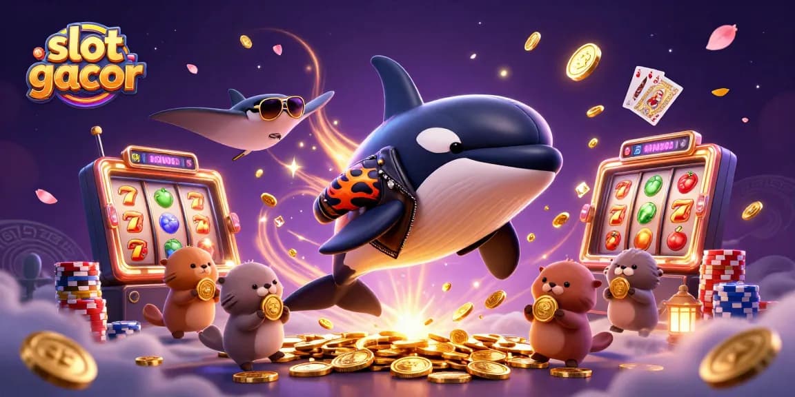 Experience slot gacor excitement with a vibrant scene featuring fun sea creatures and casino elements.