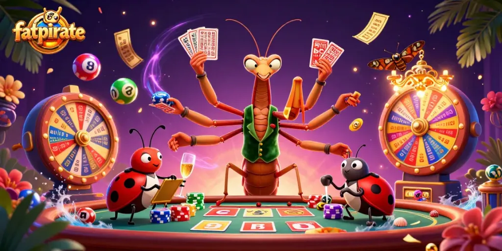 Engage with fatpirate in a thrilling casino scene featuring dynamic games and vibrant characters.