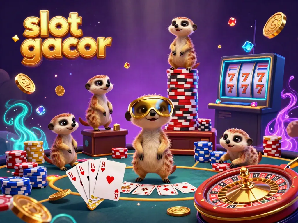 Engage with the excitement of slot gacor featuring meerkats in a vibrant casino setup.