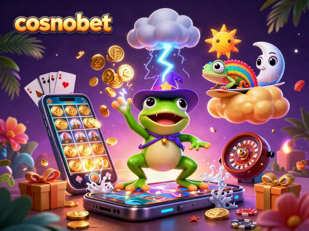 Experience cosmobet with vivid games, golden coins, and exciting casino energy in a dynamic scene.